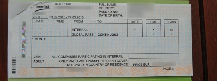 InterRail Global Pass 1-Month Continuous
