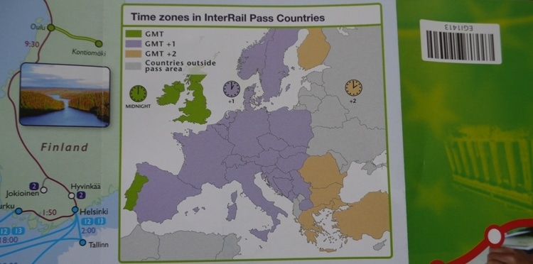Time Zones In InterRail Pass Countries