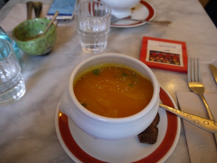 Pumpkin & Coconut Soup At Cafe Ginger, Bastille, Paris