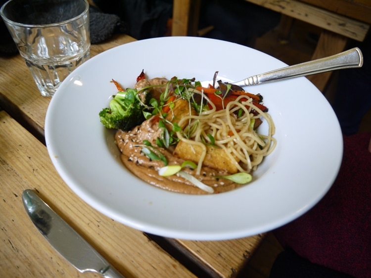 Sesame Ramen Noodles With Lime Satay At The Green Rocket Cafe, Bath