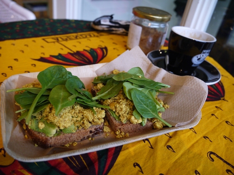 Scrambled Tofu, Avocado & Spinach Leaves Sandwich At Vegabond, Amsterdam