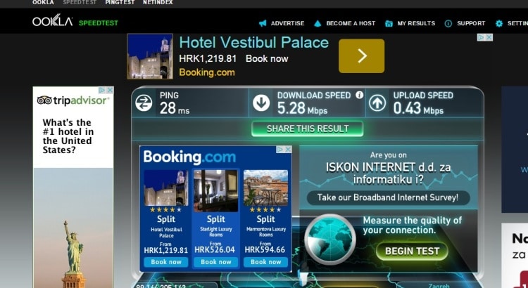 Internet Speed Test At Airbnb Apartment In Split, Croatia