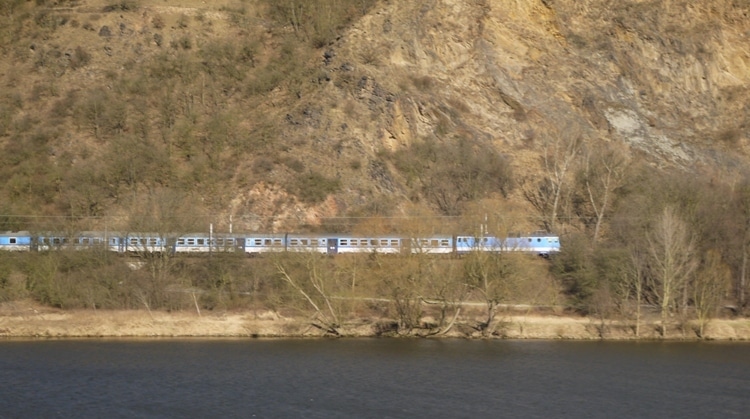 A Train On The Opposite Bank Of The River Elbe