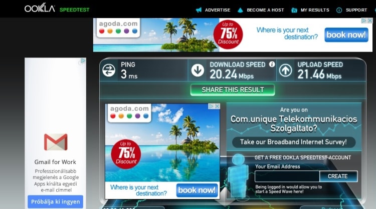 Internet Speed Test At Gozsdu Court Apartment, Budapest