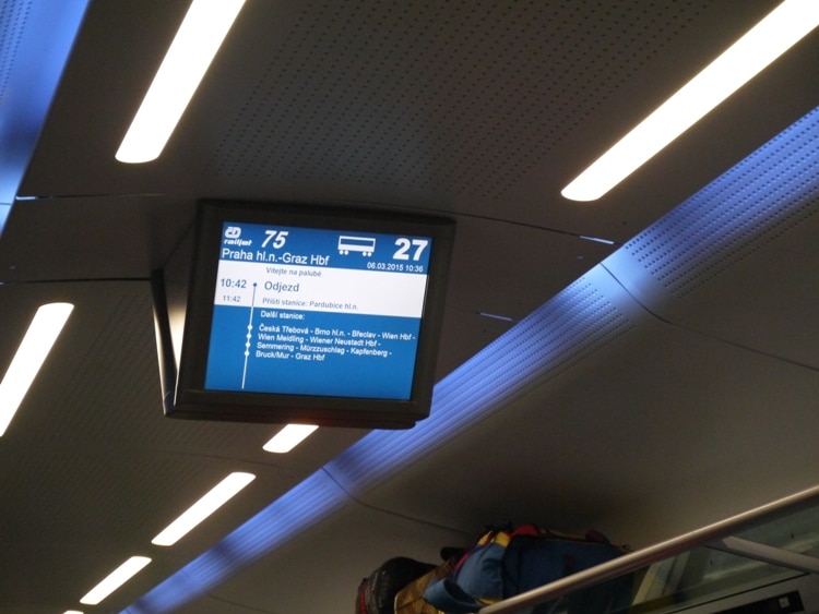 Information Screen On The Prague To Vienna Train