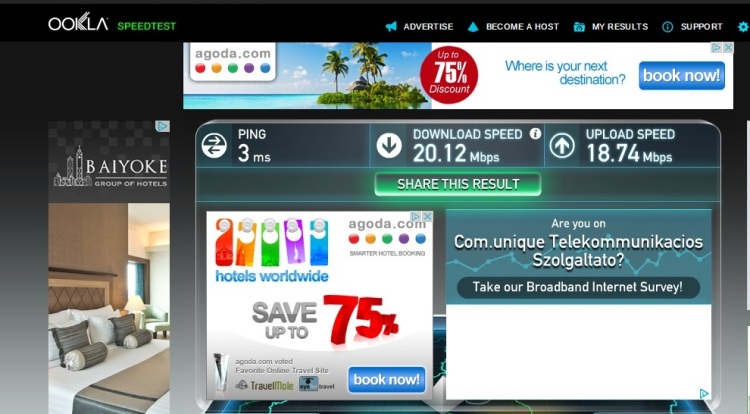 Internet Speed Test At Senator Apartments, Budapest