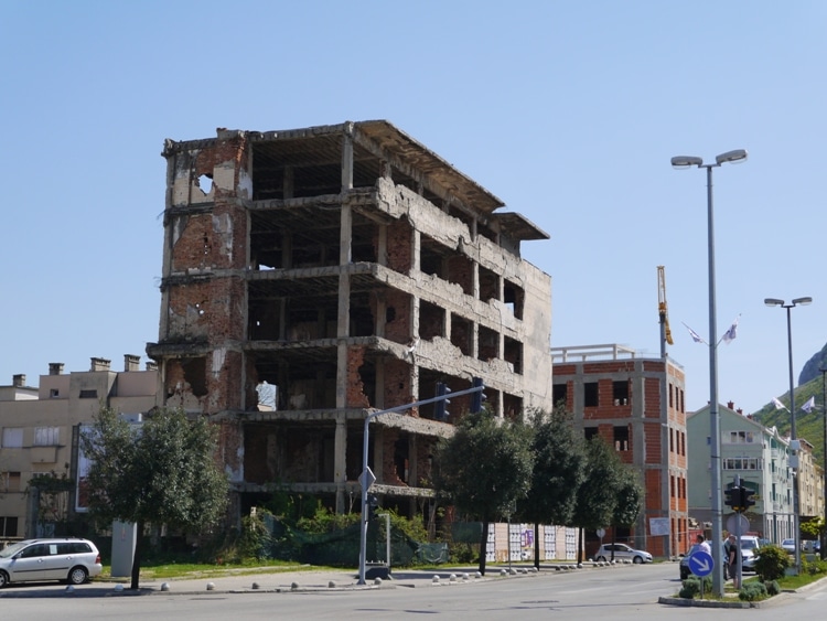 Bomb Damaged Buildings In Mostar, 2015