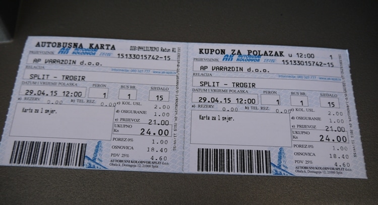 Split To Trogir Bus Tickets