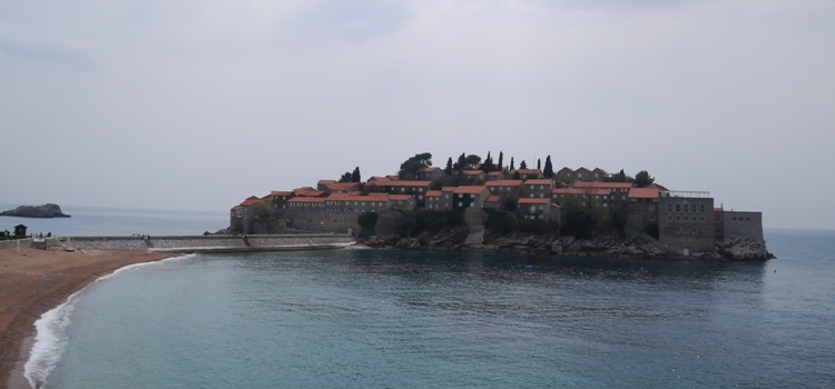 View Of Sveti Stefan Island From The Rocky Outcrop Steps