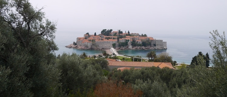 View Of Sveti Stefan Island From The Bus Stop