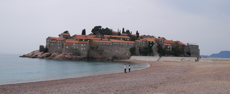 View Of Sveti Stefan Island From The Beach