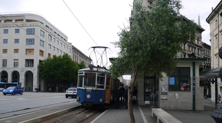 Trieste-Opicina Tram At Piazza Oberdan Terminus in Trieste