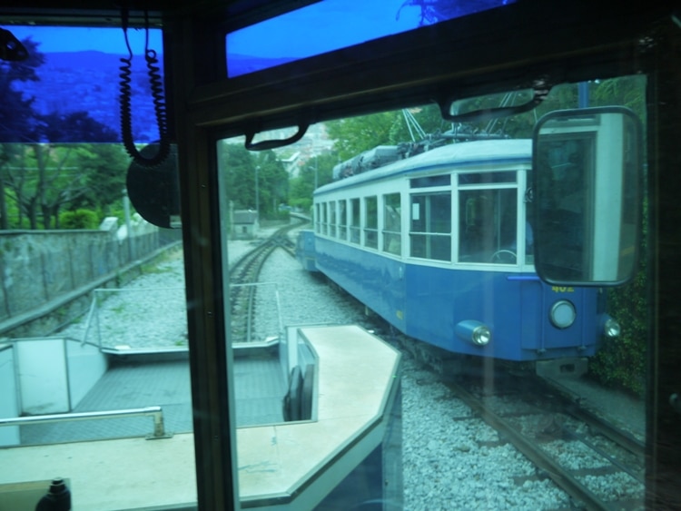 Passing Another Tram On The Funicular Section Of The Track