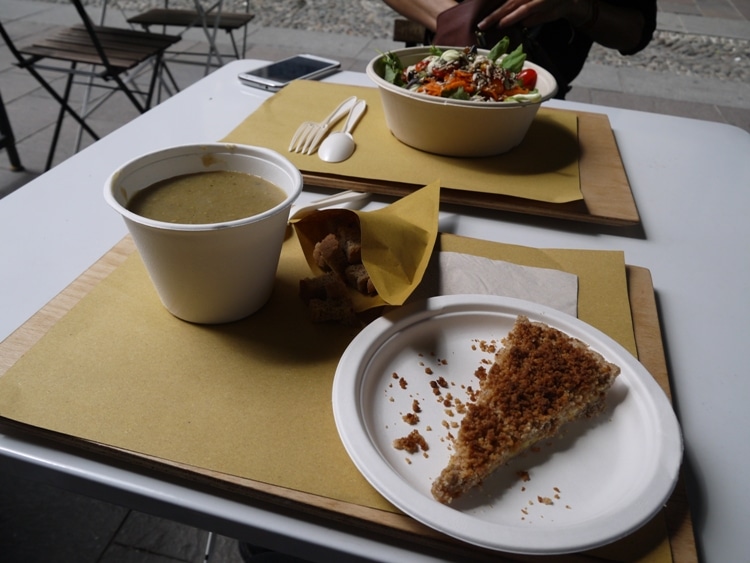 Salad, Soup & Apple Crumble At Radicetonda Vegan Cafe, Milan