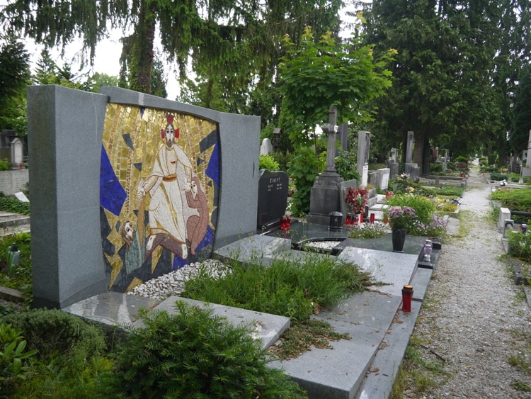 A Colorful Headstone At Žale Cemetery, Ljubljana, Slovenia