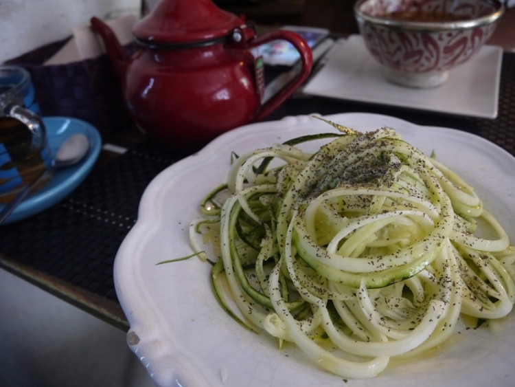 Zucchini Spaghetti Marinated In Lemon & Ginger At Cafe el Mar, Lavapies, Madrid