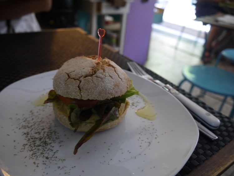 Hummus Sandwich With Lettuce & Tomato At Cafe el Mar, Lavapies, Madrid