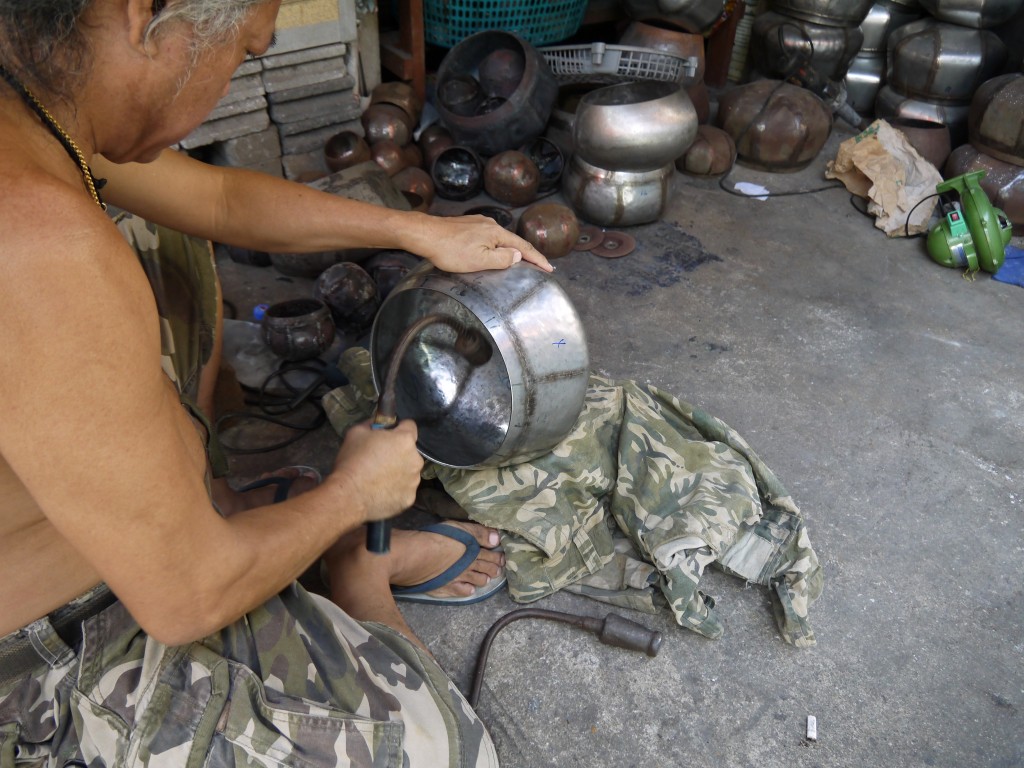 hammering-monks-bowl-into-shape Somsak Hammering A Monk's Bowl Into Shape
