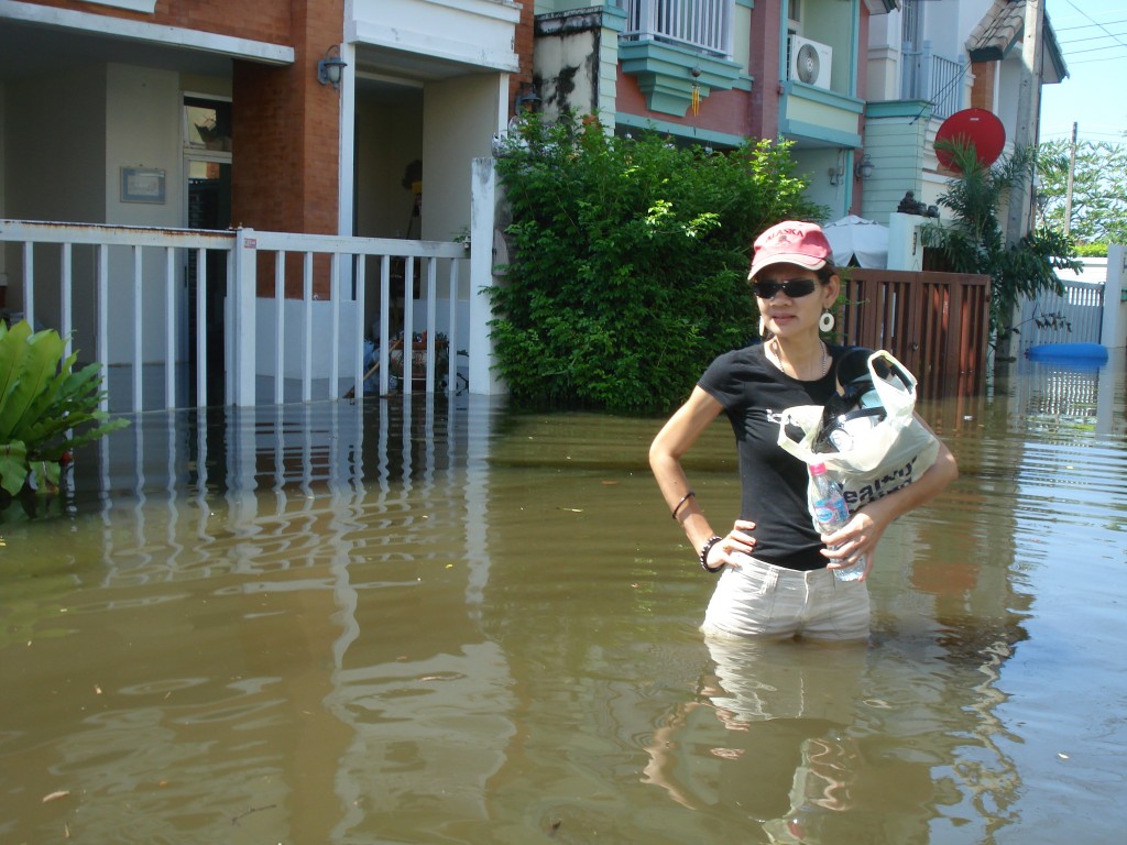 Miu Outside Her Flooded House