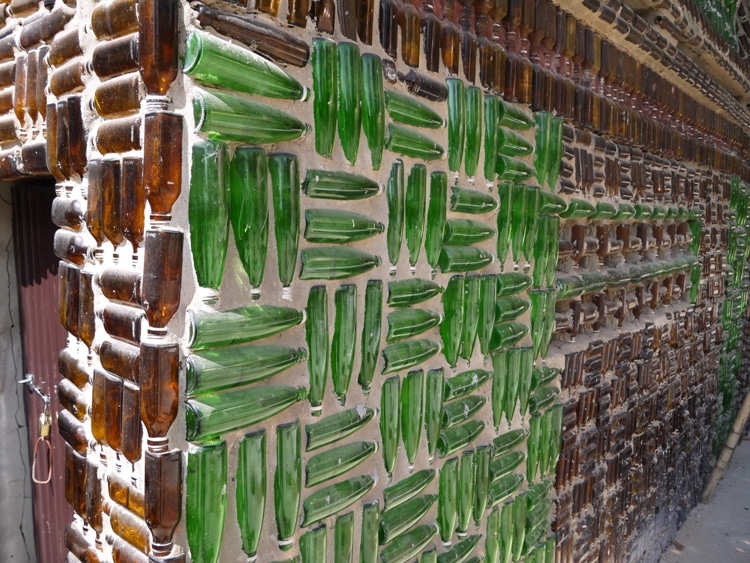 Green Beer Bottles At The Beer Bottle Temple, Thailand