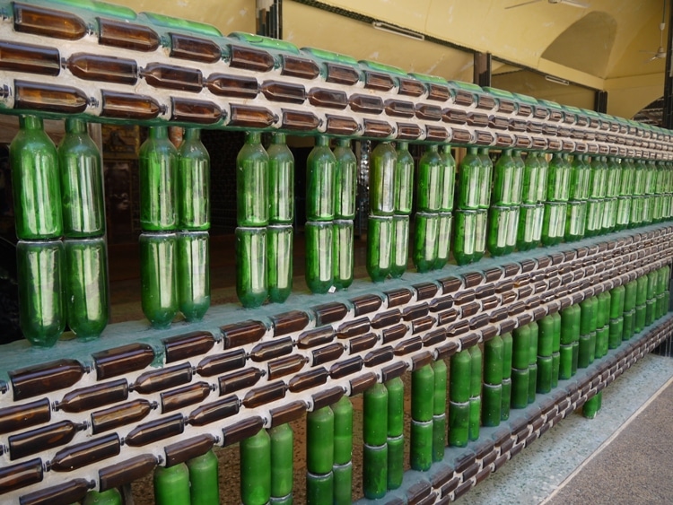 Green Beer Bottles At The Beer Bottle Temple, Thailand