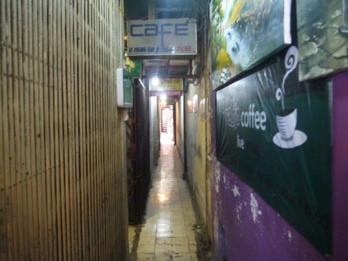 Very Long Alleyway Leading to Cafe Pho Co In Hanoi