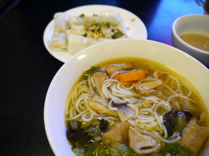 Noodle Soup And Fresh Spring Rolls At Tinh Tam, Hue, Vietnam