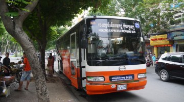 Mekong Express Bus Ready To Leave Saigon For Phnom Penh
