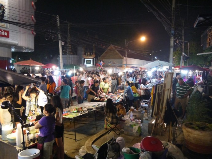 A Very Busy Sunday Night Market At Chiang Mai