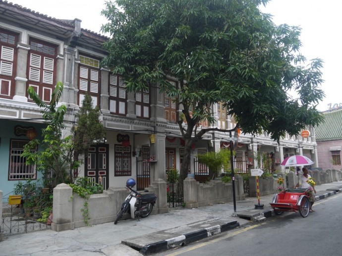 A Row Of Elegant Houses In The Historic City Of George Town