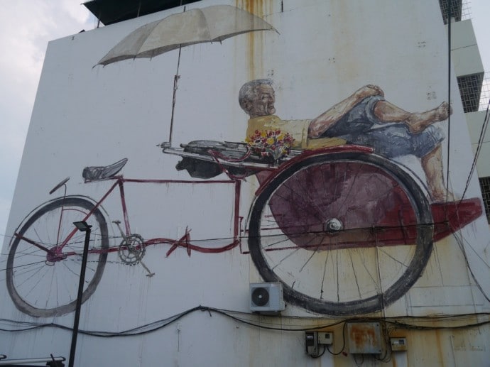 Street Art On Side Of House In George Town, Penang Street Art On Side Of House In George Town, Penang