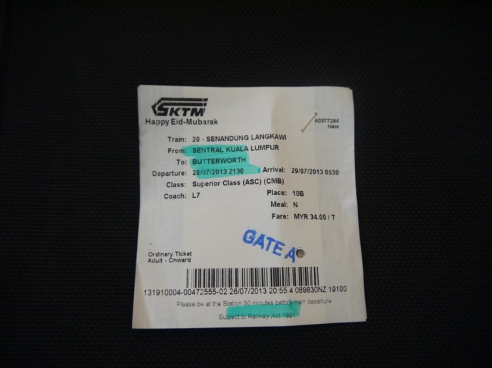 Ticket From KL Sentral To Butterworth