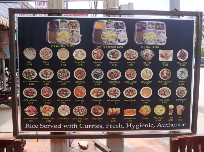 Large Menu Outside Maharajah, Siem Reap Large Menu Outside Maharajah, Siem Reap
