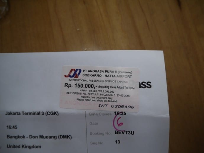 150,000 IDR Departure Tax Receipt 150,000 IDR Departure Tax Receipt
