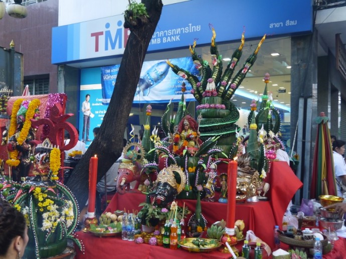 Amazingly Intricate Shrine Made From Banana Leaves