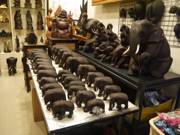 Carved Elephants At Asiatique