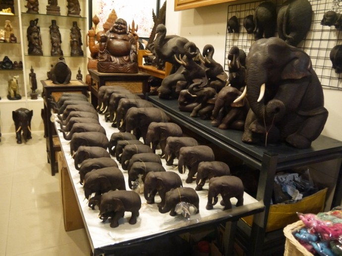 Carved Elephants At Asiatique Carved Elephants At Asiatique