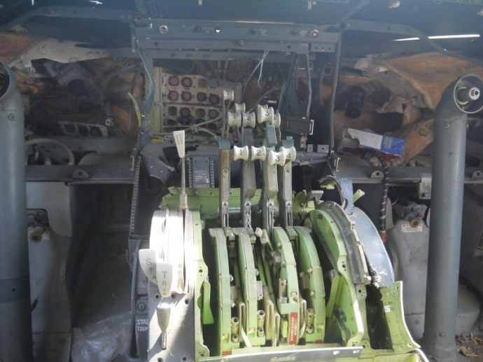 At The Controls Of A 747 Airplane