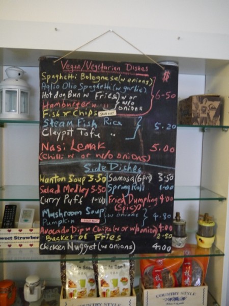 Food Menu At Veggie Cottage Cafe, Little India, Singapore