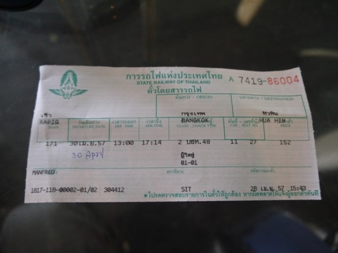 Bangkok To Hua Hin Train Ticket