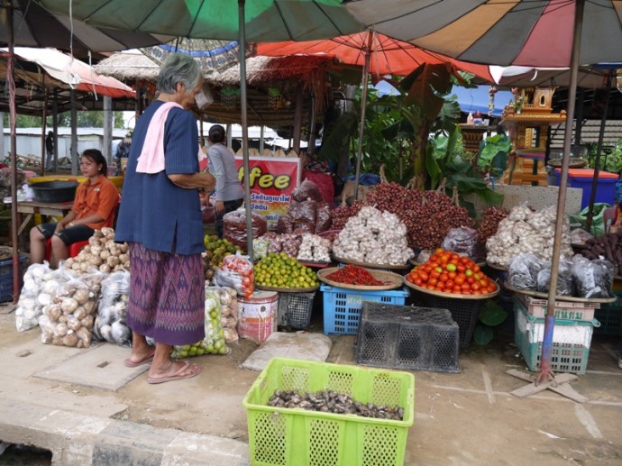 Taro, Bamboo Root & Other Foods For Sale At Chong Chom Market