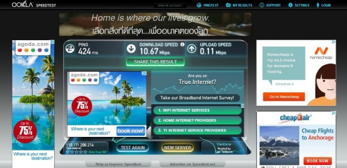 Wifi Speed Test At The Rim Riverside Hotel, Nong Khai