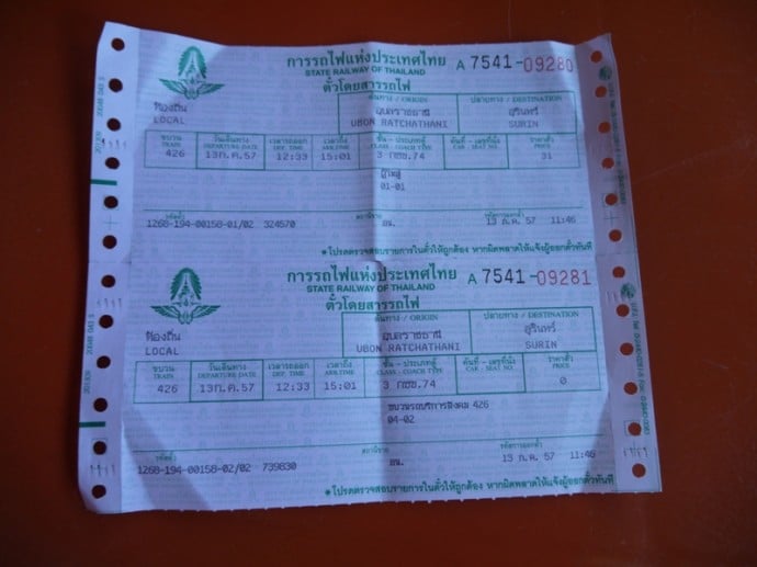 Ubon Ratchathani To Surin Train Tickets