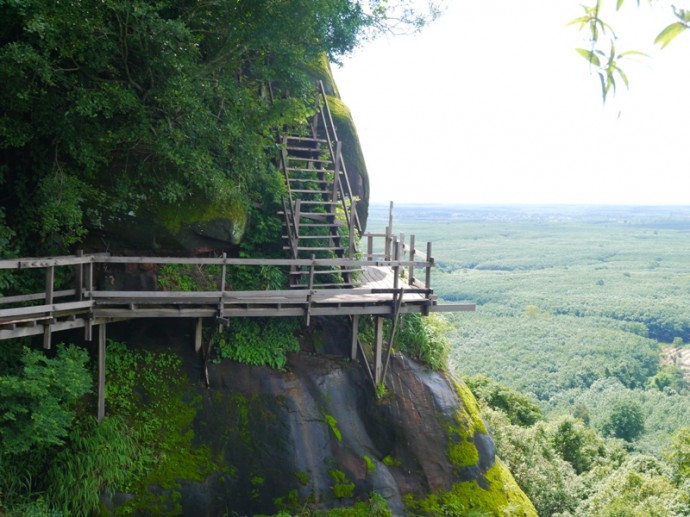 Wooden Walkways Built Into The Sandstone Rock