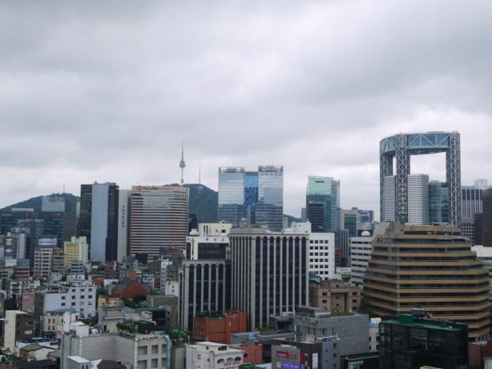 View From Rooftop Looking Towards N Seoul Tower & The City Center