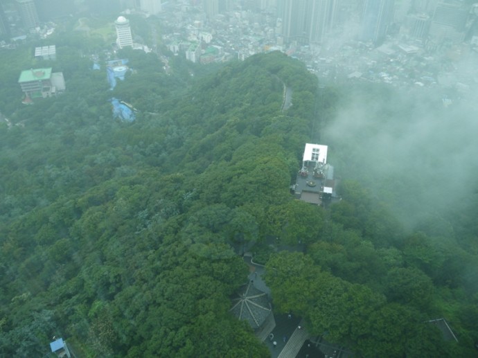 View From Observation Deck On A Misty Day