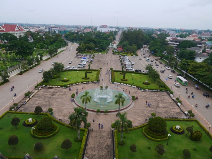 View From Top Of Patuxai Looking Towards Patuxai Park