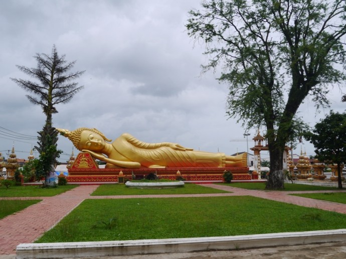 Giant Sleeping Buddha At Pha That Luang, Vientiane, Laos