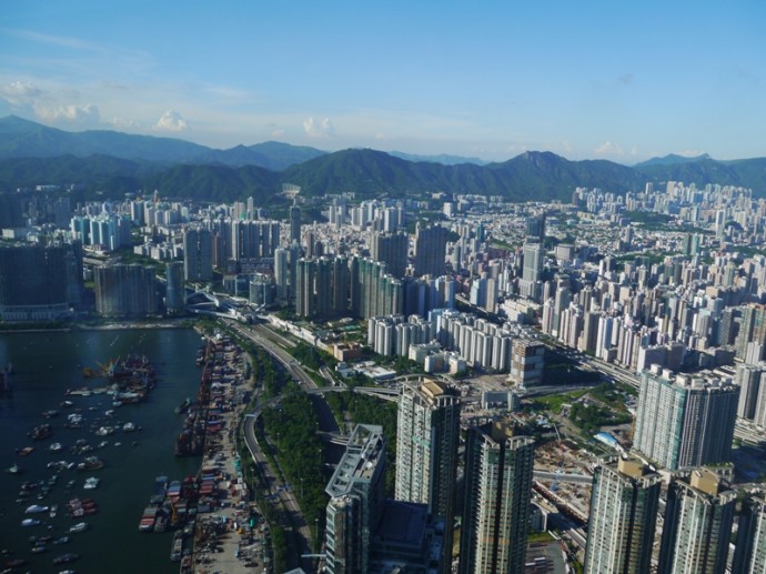 Looking Out Over Kowloon Towards The Mountains