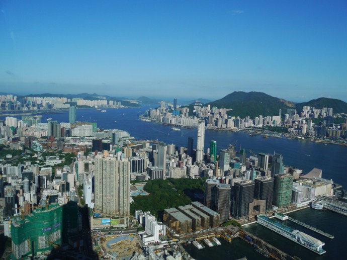 View From Sky100 Observation Deck At International Commerce Centre, Kowloon, Hong Kong